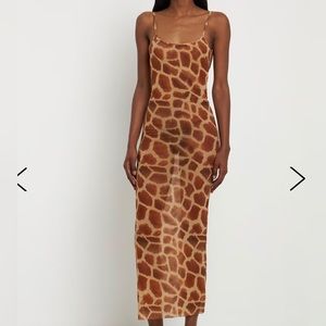 WeWoreWhat Mesh Scoop Maxi Slip Giraffe Dress - M